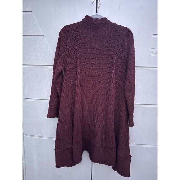 Soft Surroundings Knit Long Cardigan Burgundy w/ Flower Brooch Alpaca Wool XL - Picture 5 of 8